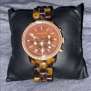 Michael Kors Tortoise /rose Gold-tone Watch